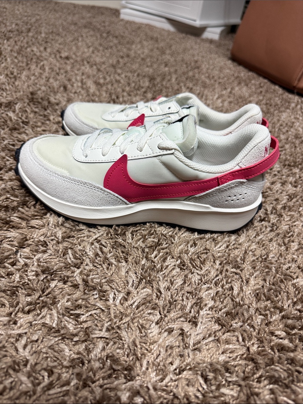 Nike Women's White and Hot Pink Retro-Style Sneakers